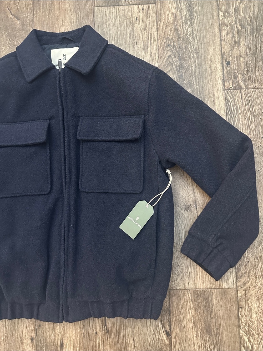 Mutual Weave Zip Up Regular Fit Shirt Jacket Bomber Men’s Size S Navy